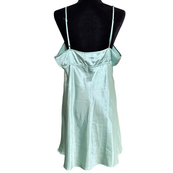 Vintage Mint Green Satiny Mesh Flowy Fairycore Whimsical Cami Slip Dress - Picture 2 of 4